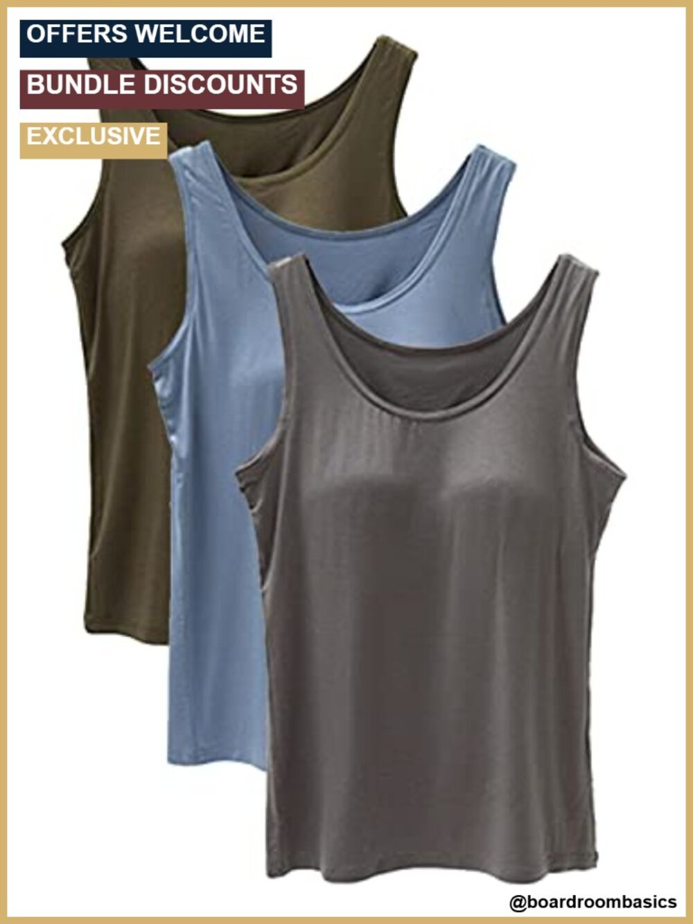 Women's Tank Top Built in Bra Cup Wide Strap Sleeveless Camisole Yoga Top